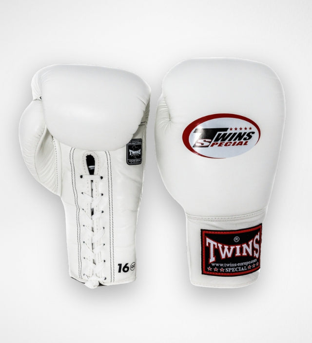 Twins Boxing Gloves BGLL3 with Lace Closure - White