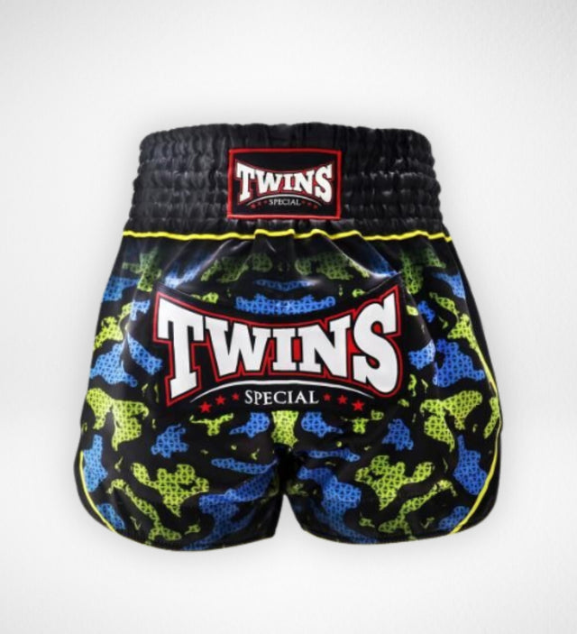 Twins Muay Thai-shorts TTBL Atlas – Svart/Grön/Blå