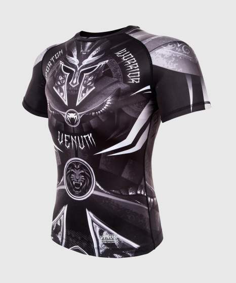 Venum Rashguard Gladiator 3.0 Korte Mouwen - Zwart/Grijs/Wit