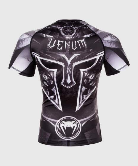 Venum Rashguard Gladiator 3.0 Korte Mouwen - Zwart/Grijs/Wit