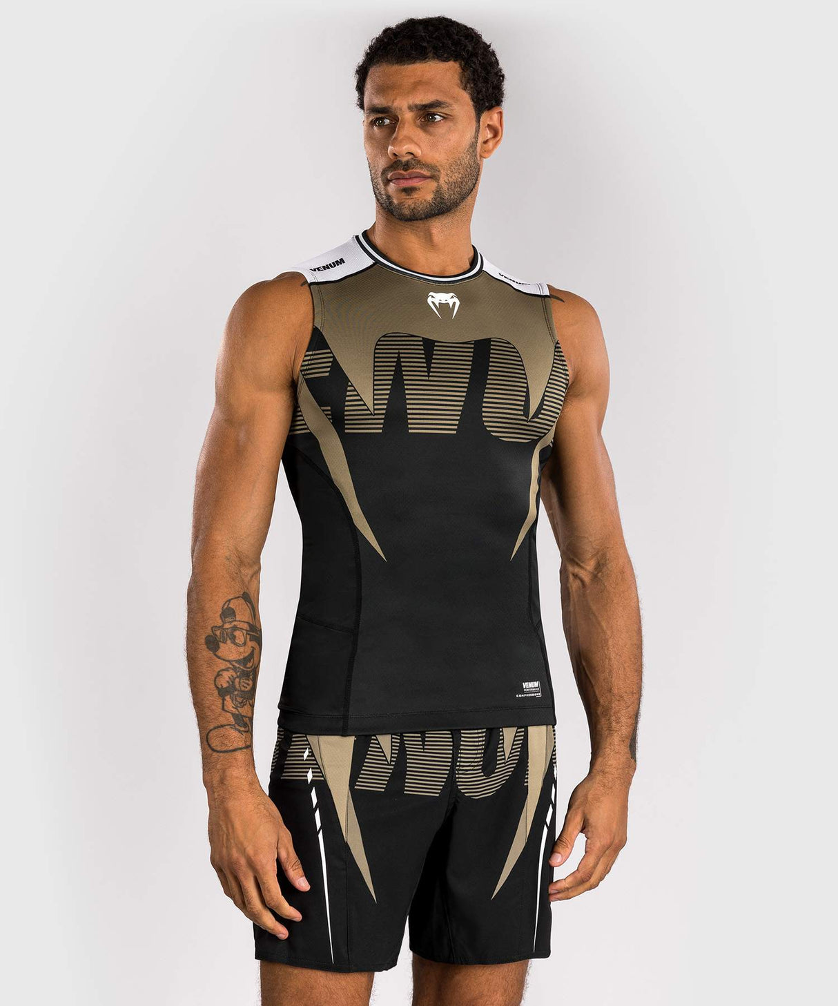 Venum Rashguard Mouwloos Adrenaline - Zwart/Zand