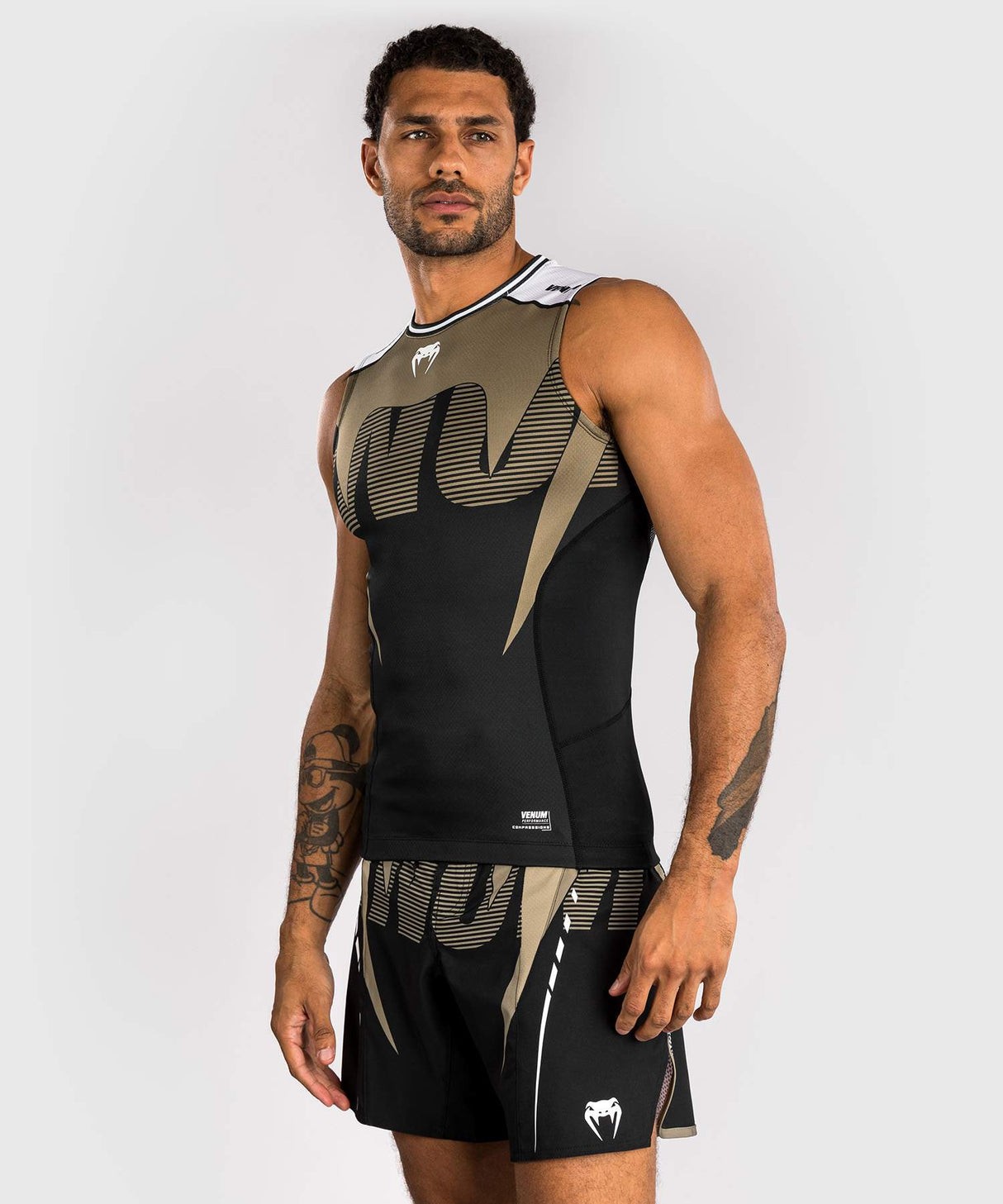 Venum Rashguard Mouwloos Adrenaline - Zwart/Zand