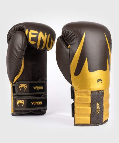 Venum Reverso Boxing Gloves - Dark Brown/Gold