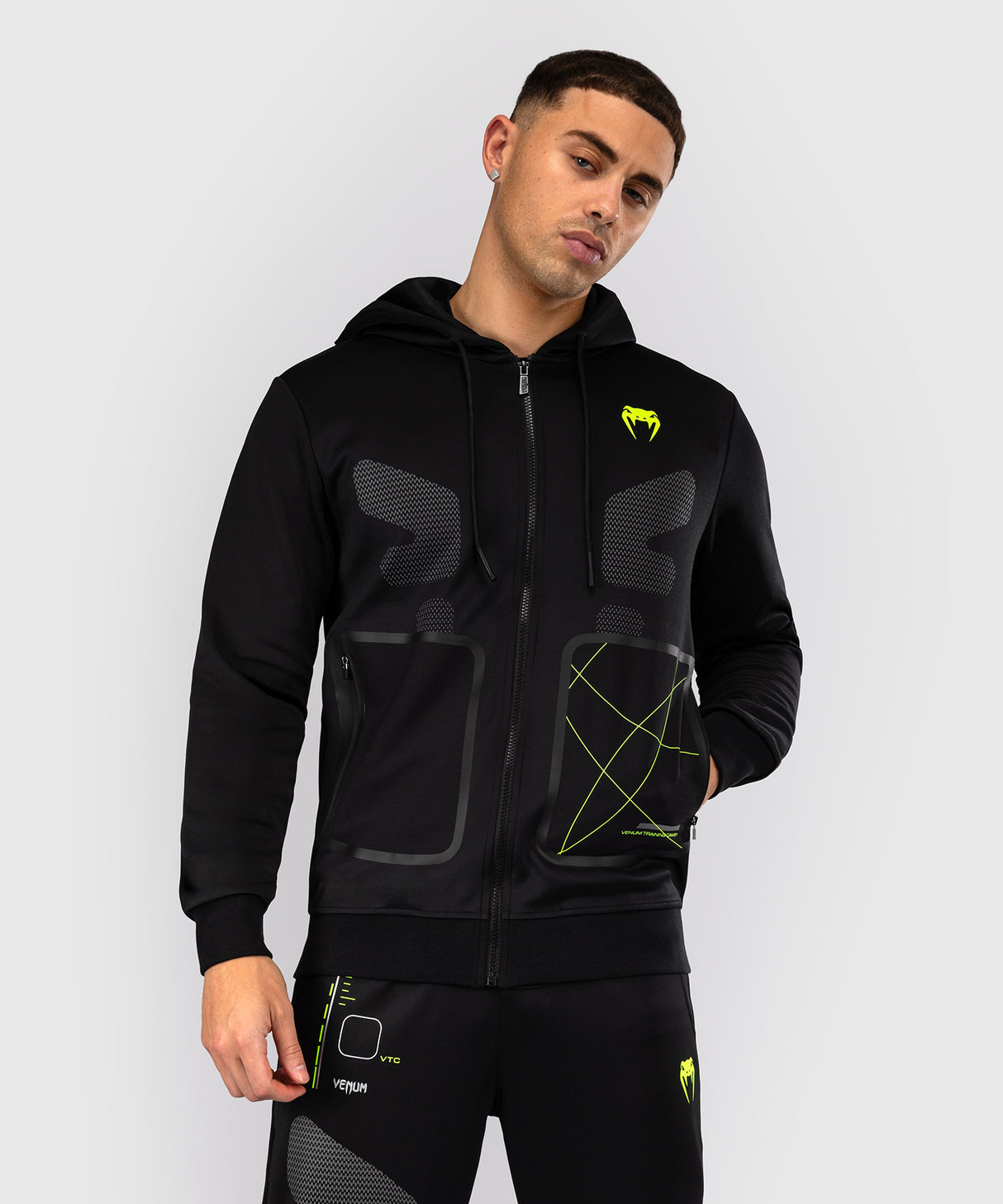 Venum Training Camp 4.0 Full-Zip Hoodie - Zwart/Neon Groen