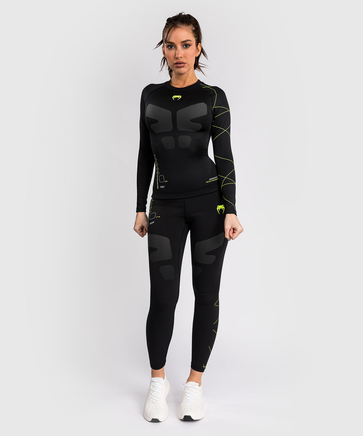 Venum Dames Rashguard Training Camp 4.0 Lange Mouwen - Zwart/Neon Groen