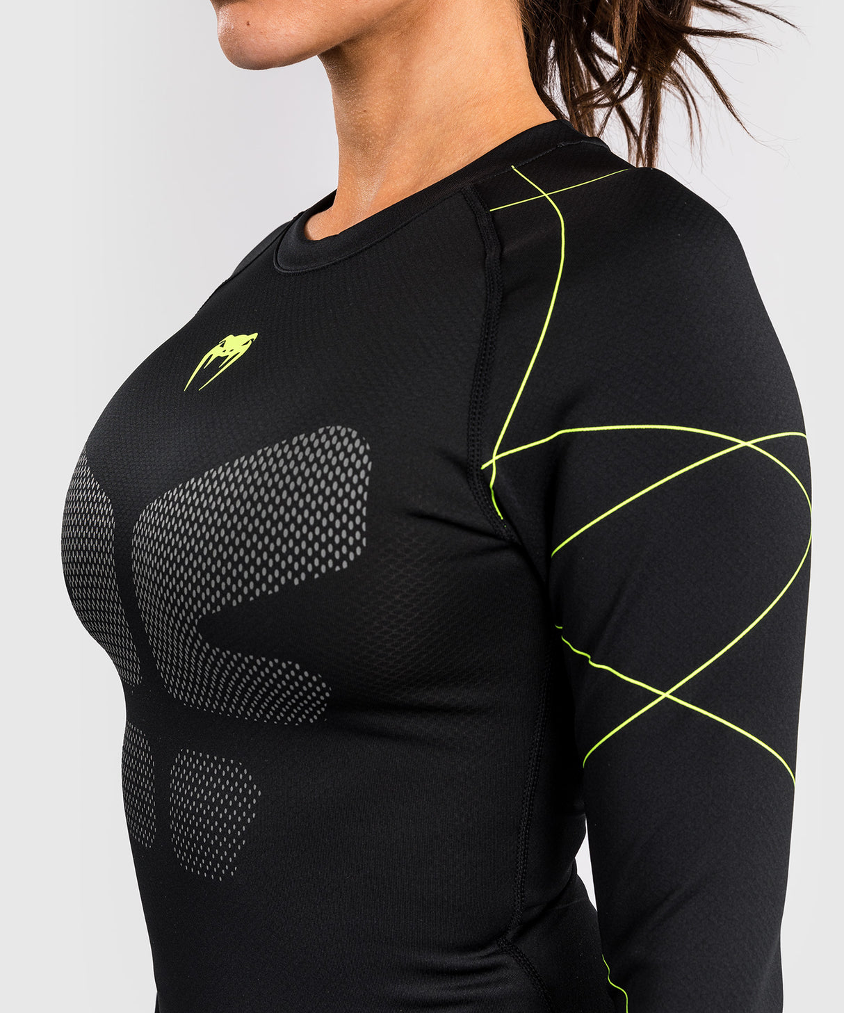 Venum Dames Rashguard Training Camp 4.0 Lange Mouwen - Zwart/Neon Groen