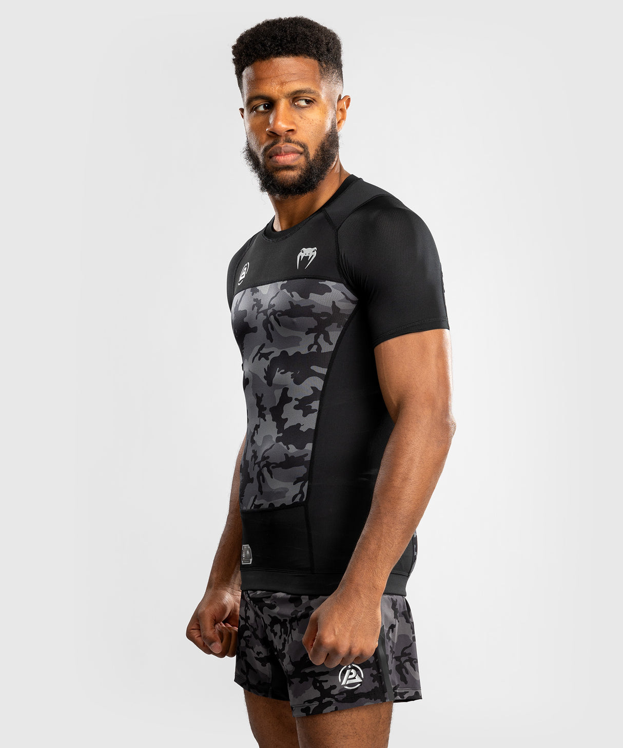 Venum x Polaris Rashguard - Korte Mouwen - Zwart/ Grijs