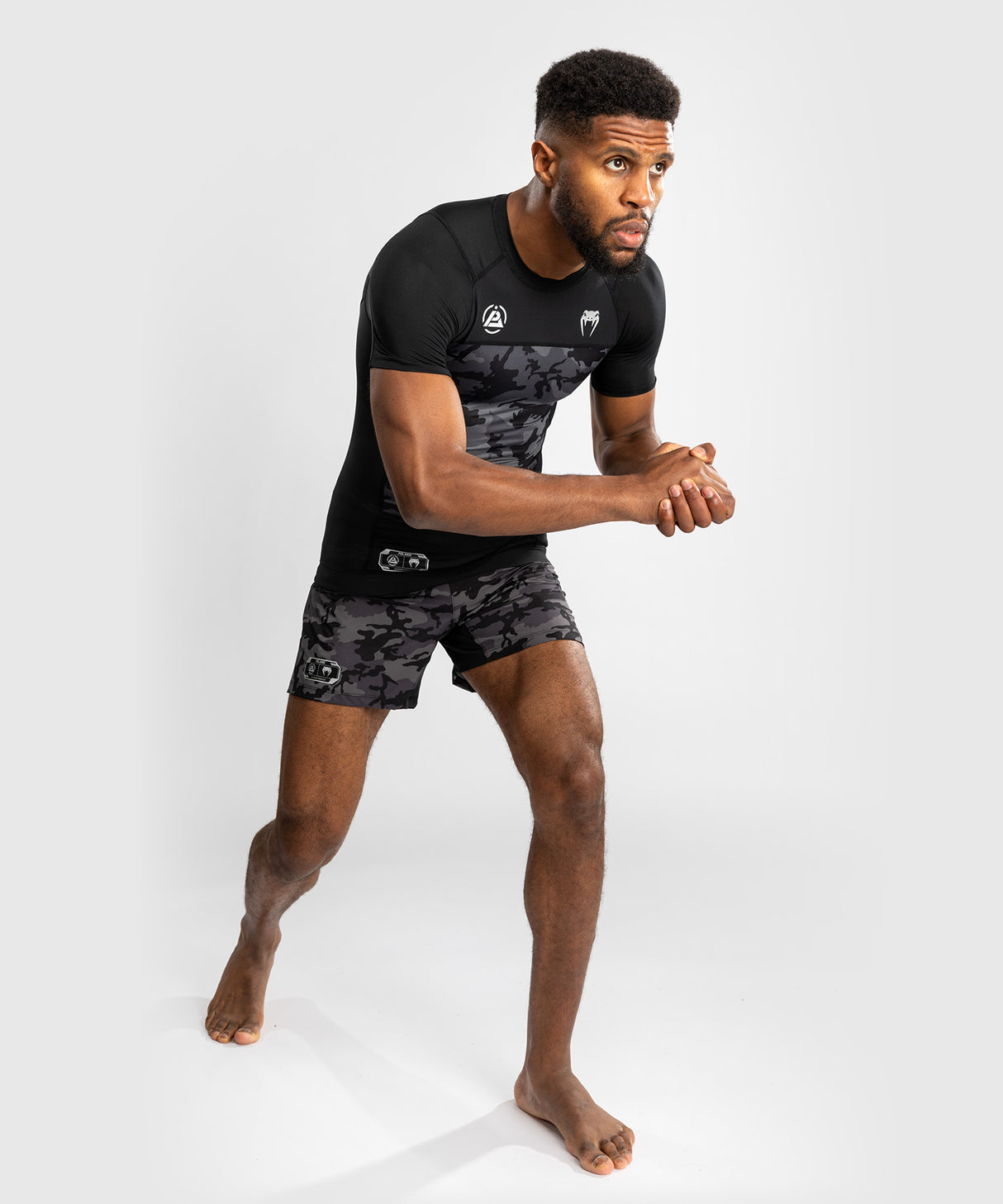 Venum x Polaris Rashguard - Korte Mouwen - Zwart/ Grijs