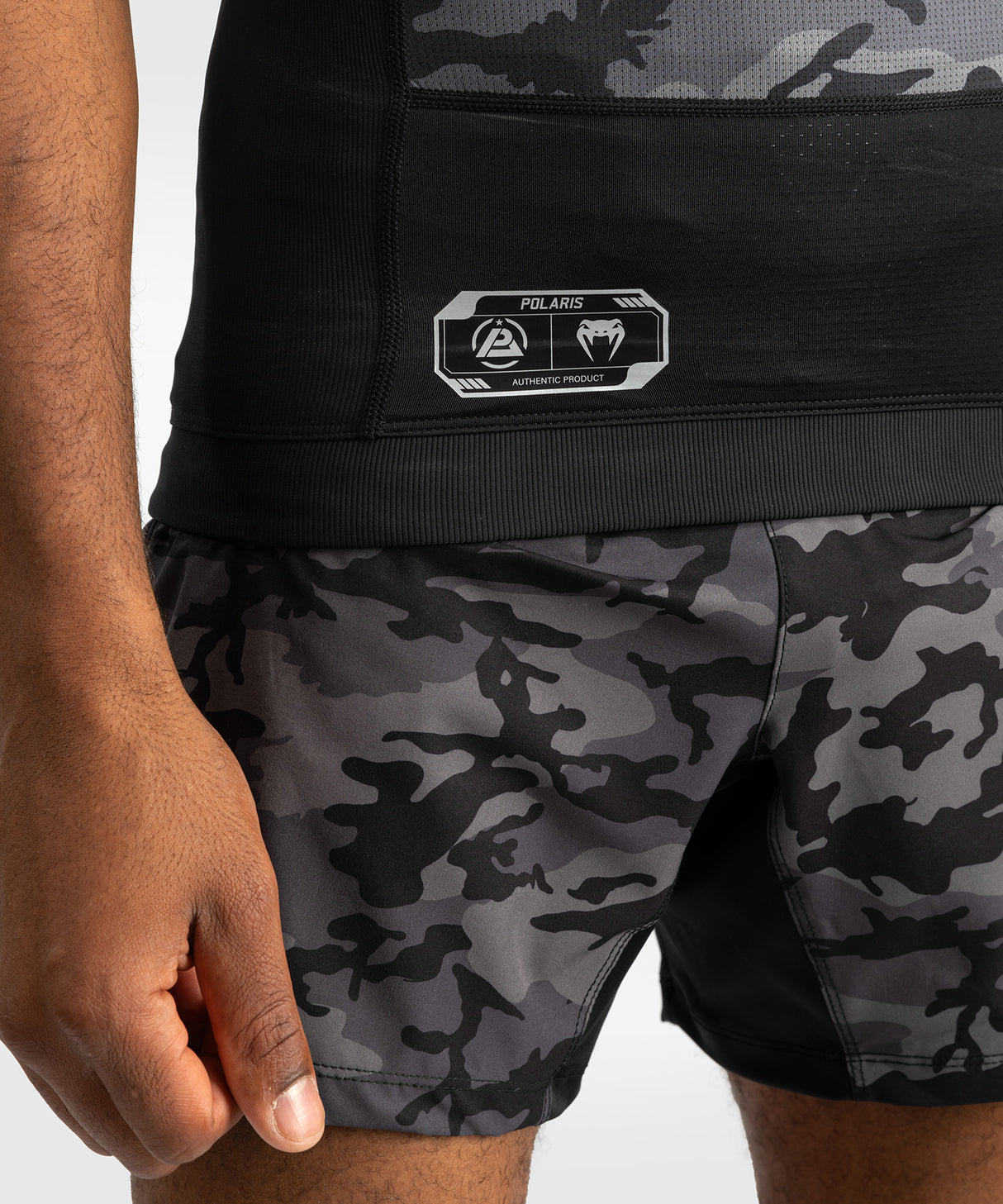 Venum x Polaris Rashguard - Korte Mouwen - Zwart/ Grijs