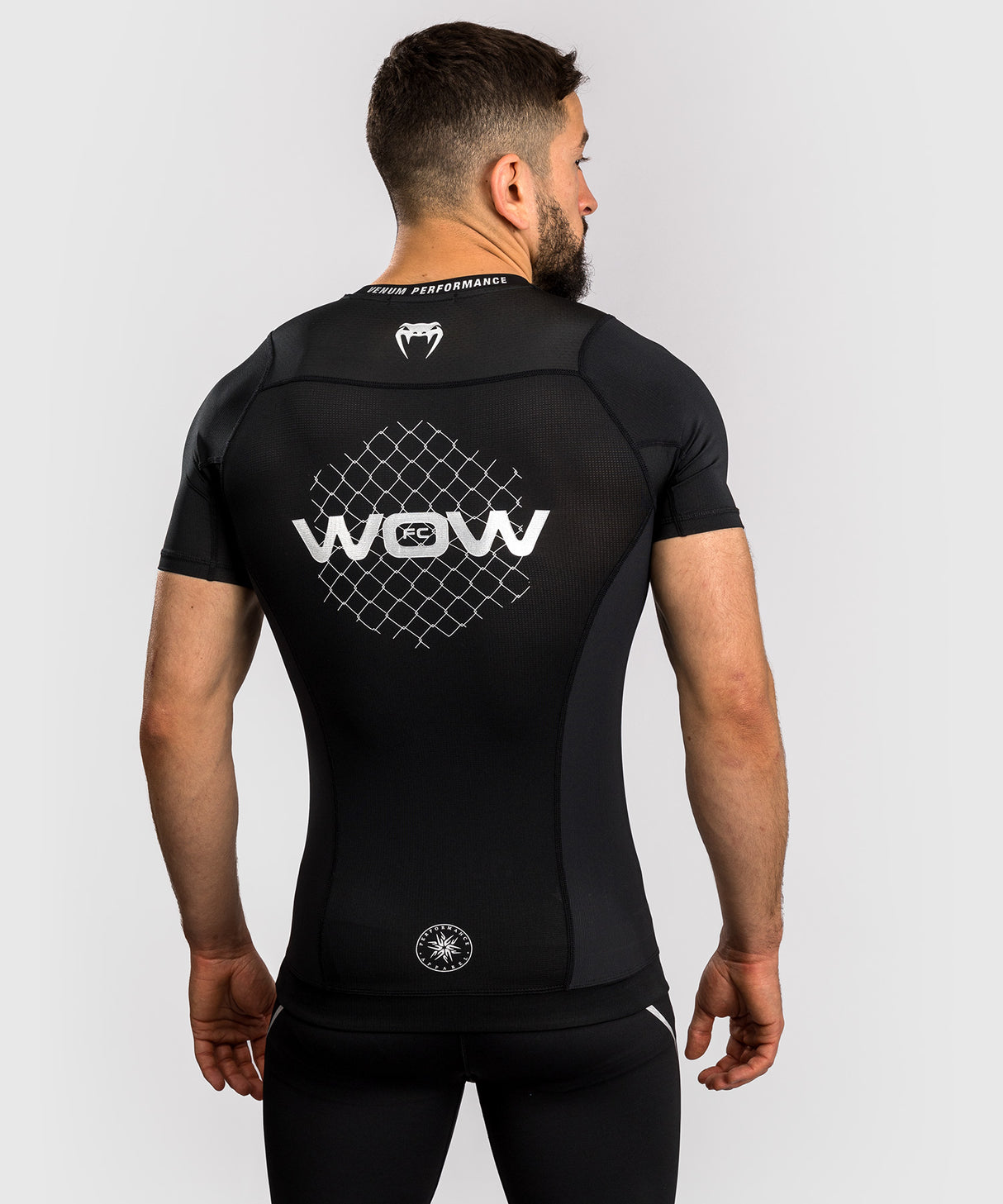Venum x WOW FC Rashguard - Korte Mouwen - Zwart/Zilver Grijs