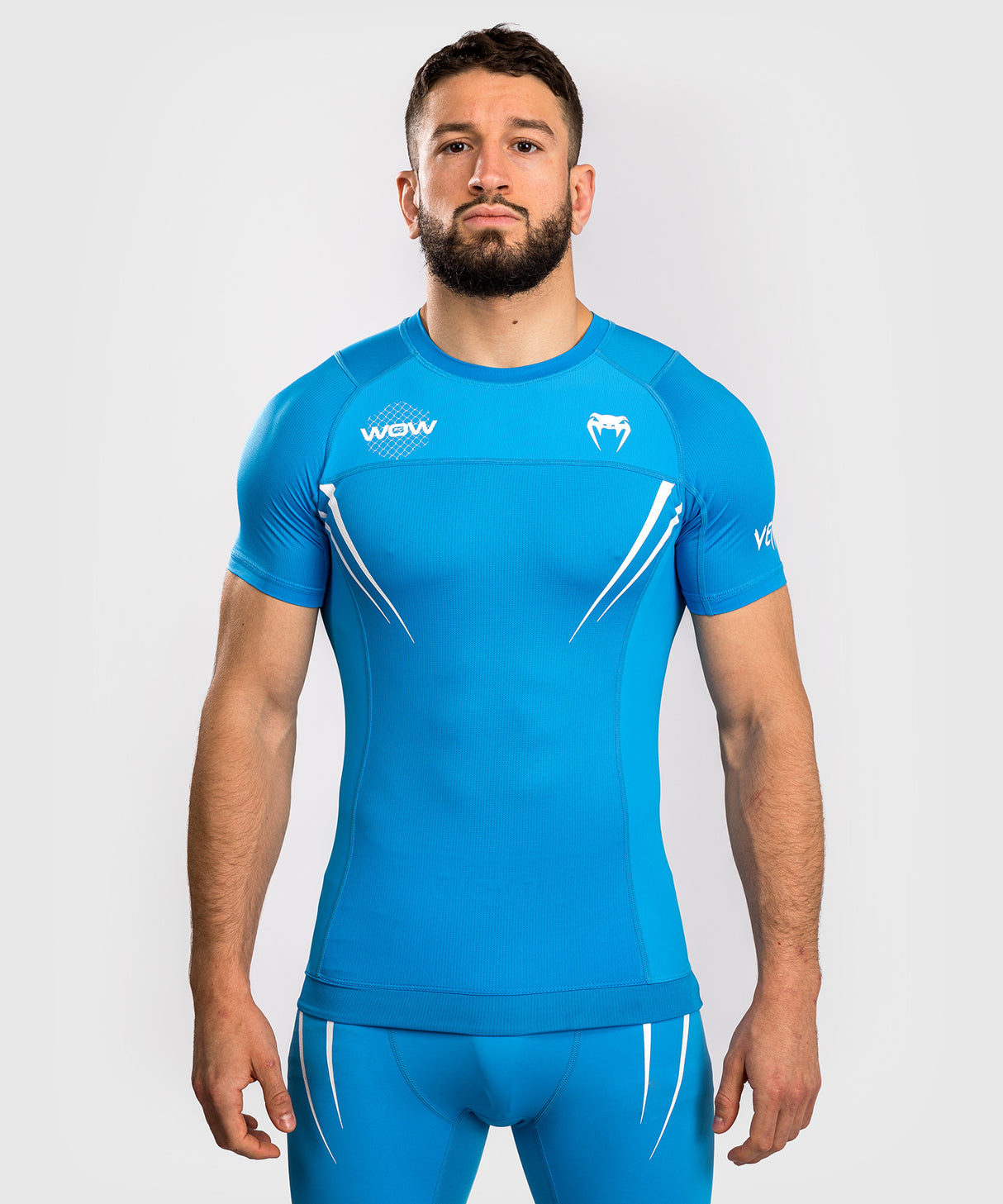 Venum x WOW FC Rashguard - Korte Mouwen - Pacific Blauw