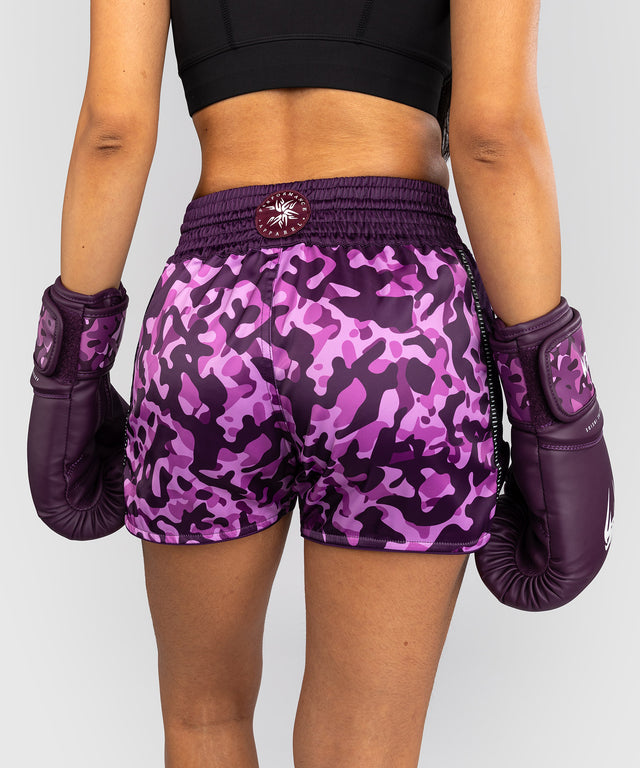 Shorts de Muay Thai Venum Iris – Violet/Camo rose