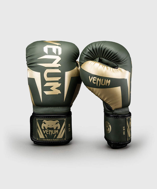 Venum Boxing Gloves Elite - Khaki Green/Gold