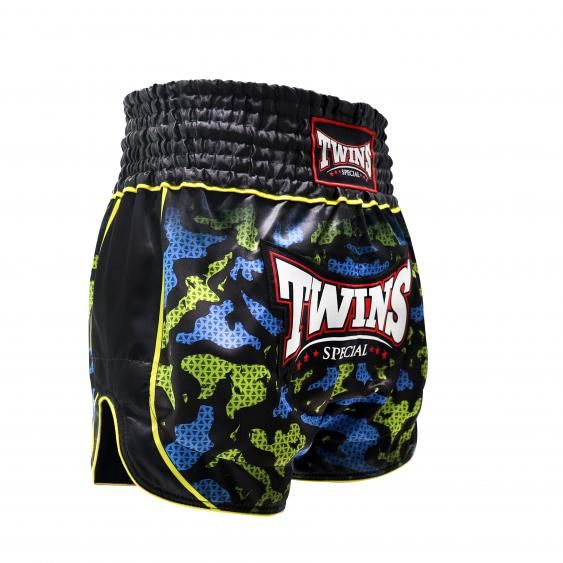 Twins Muay Thai-shorts TTBL Atlas – Svart/Grön/Blå