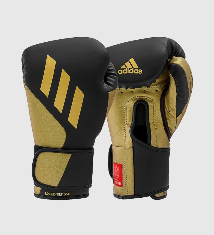 Adidas (Kick)Bokshandschoenen Speed TILT 350V Pro - Zwart/Goud - (Kick)Bokshandschoenen