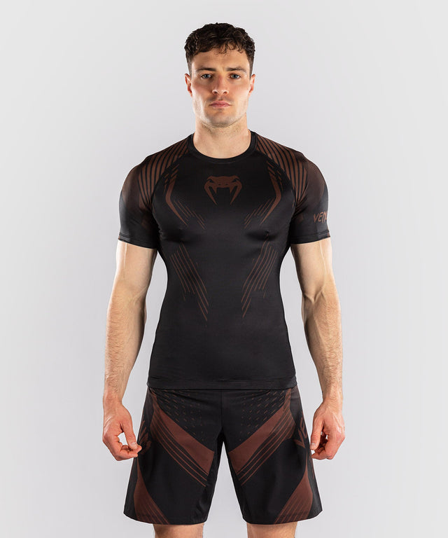 Venum Rashguard No-Gi 6.0 Korte Mouwen - Zwart/Bruin