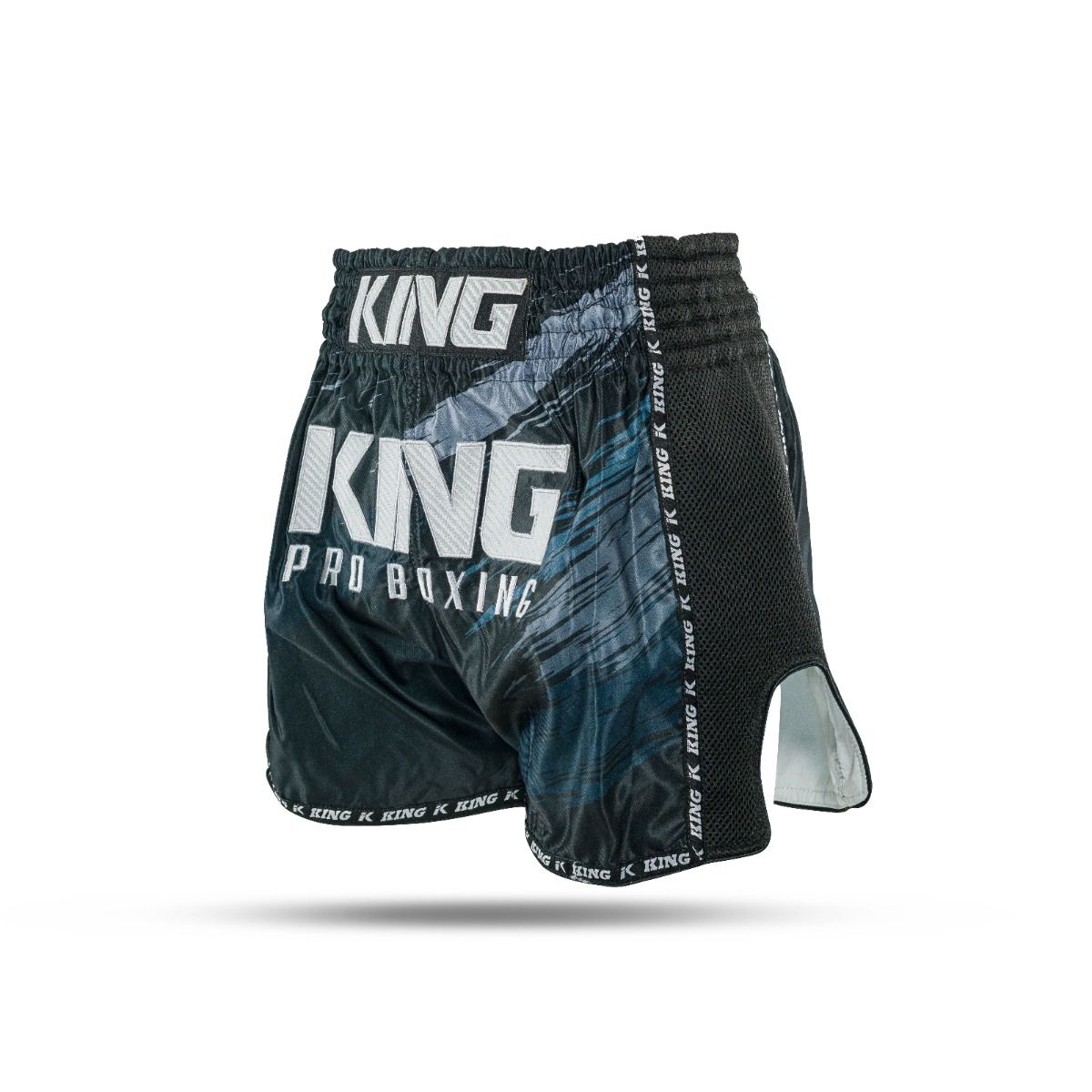 King Pro Box- und Kickboxshorts Storm – Schwarz/Grau