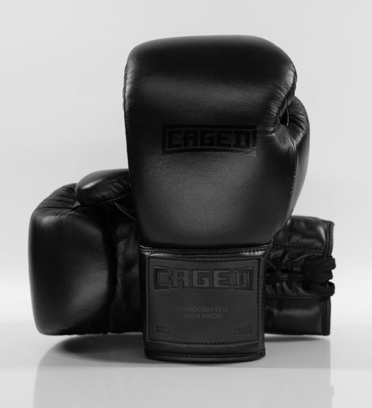 Caged Bokshandschoenen 'X Series' Veters - Zwart/Zwart