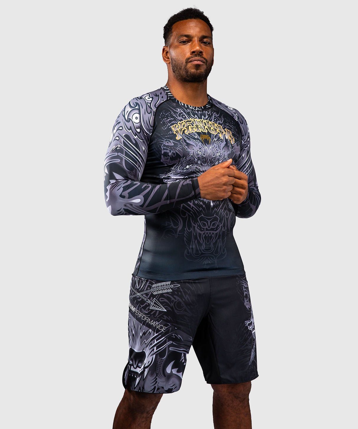Venum Rashguard Wolf Atak - Zwart/Grijs