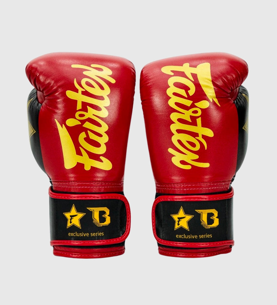 Fairtex (Kick)Bokshandschoenen FXB V2 - Rood/Zwart/Goud - (Kick)Bokshandschoenen
