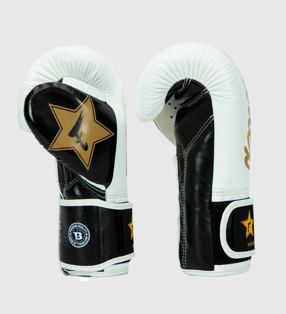 Fairtex (Kick)Bokshandschoenen FXB V2 - Wit/Zwart/Goud - (Kick)Bokshandschoenen