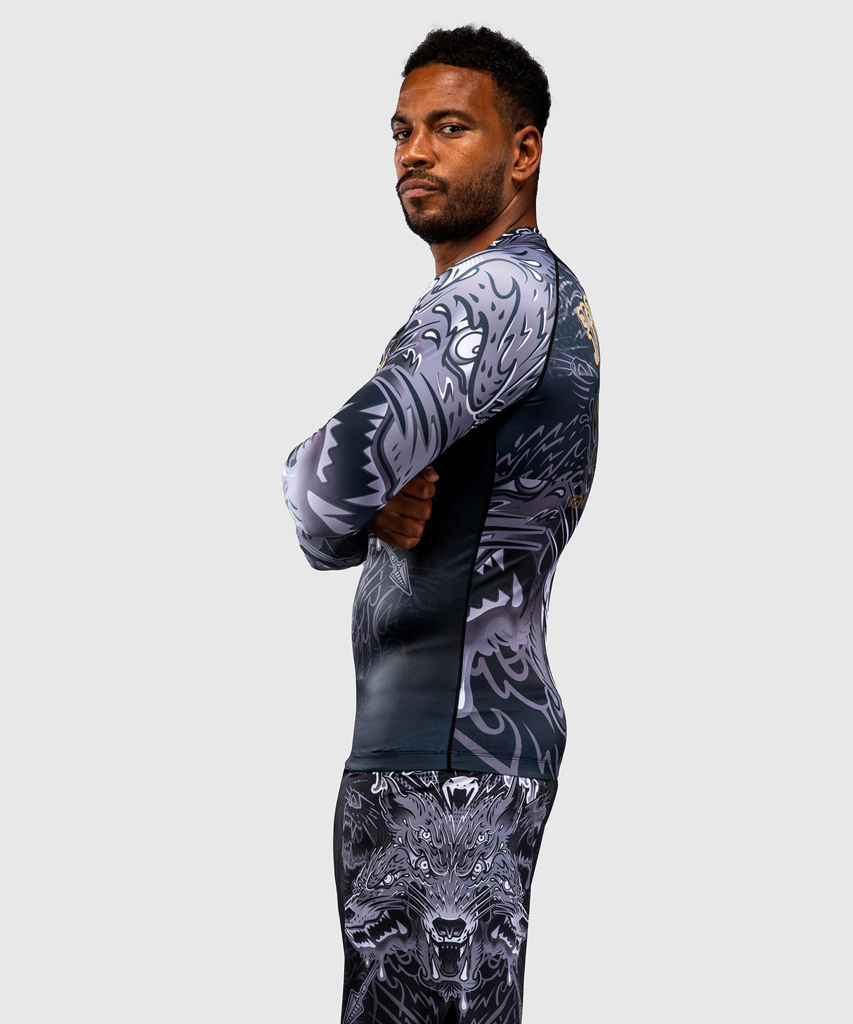 Venum Rashguard Wolf Atak - Zwart/Grijs