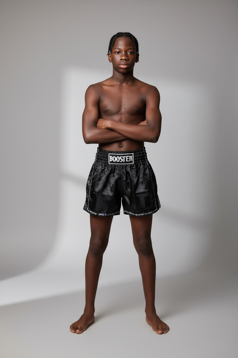 Booster Muay Thai Shorts Combat Series 4 Kinderen - Zwart