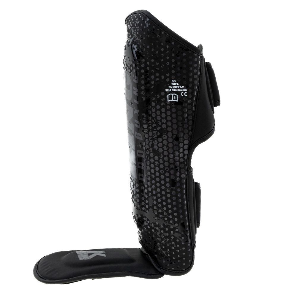 King Pro Boxing Kickboxing Shin Guards Kids Hexagon - Black/Black
