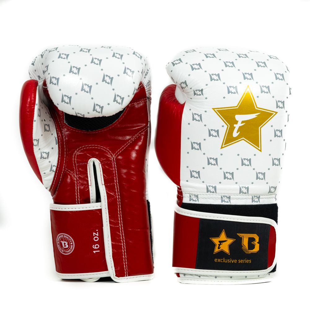 Fairtex Boxing Gloves FXB Star - White/Bordeaux Red