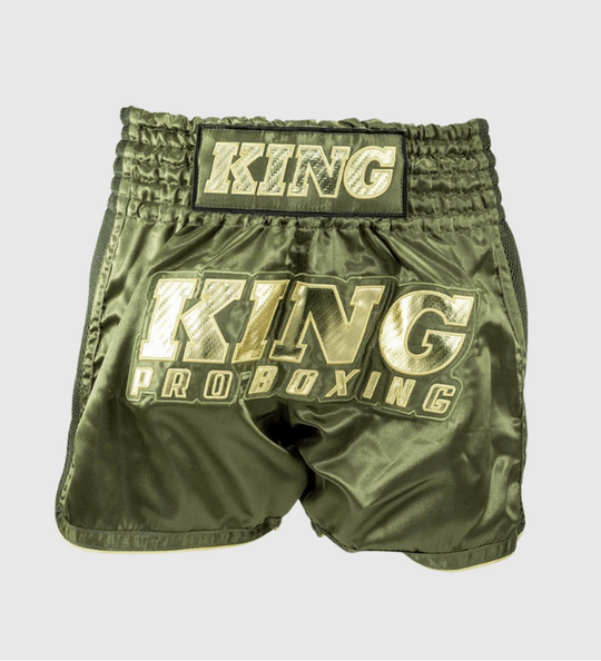 King Pro Boxing Kickboks Broekje - Kaki Groen/Goud