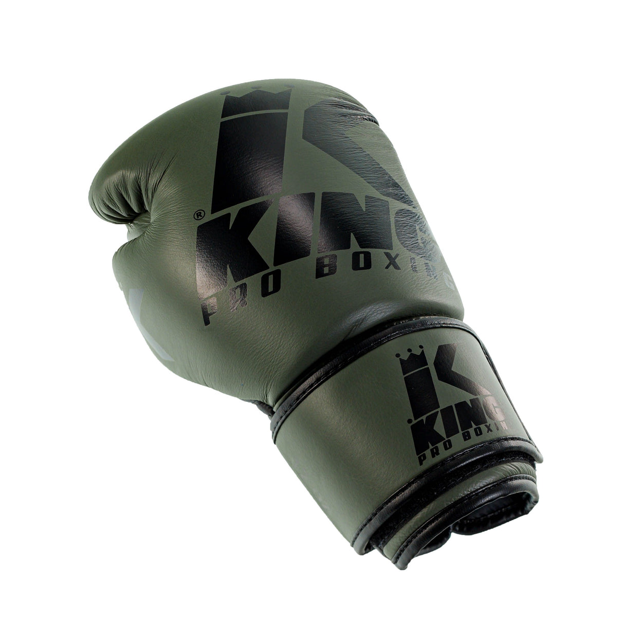 King Pro Boxing Platinum Boxing Gloves - Khaki Green/Black