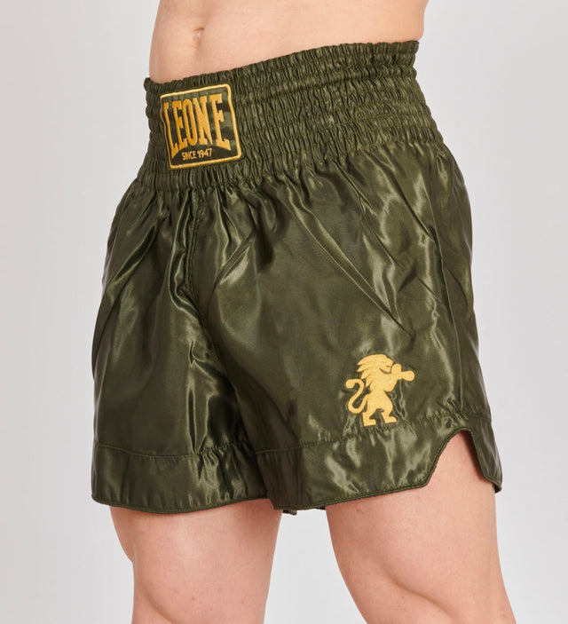 Leone Kickboxerské trenky Basic – Khaki Zelené/Zlaté – Trenky