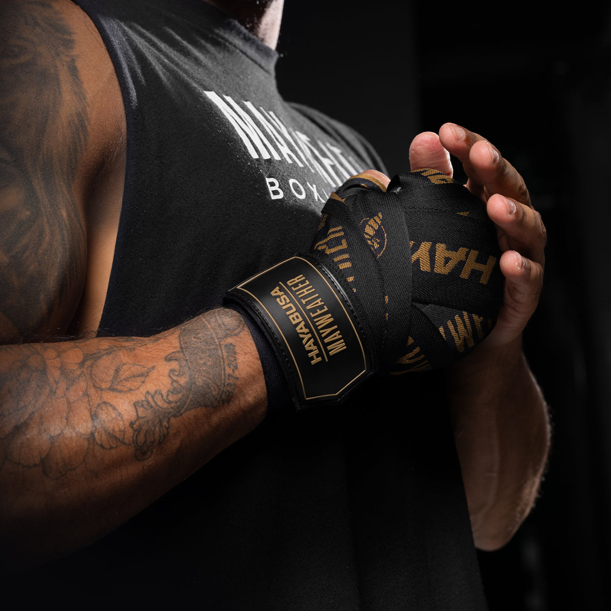 Hayabusa x Mayweather Bandages Deluxe - Zwart/Goud