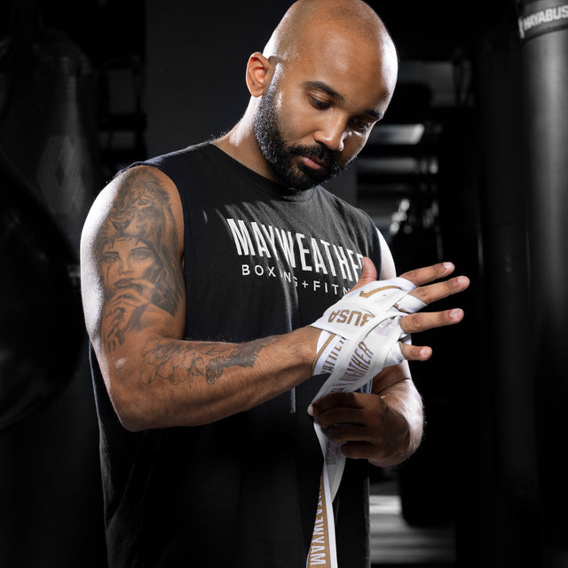 Hayabusa x Mayweather Deluxe Boxing Bandages - White/Gold