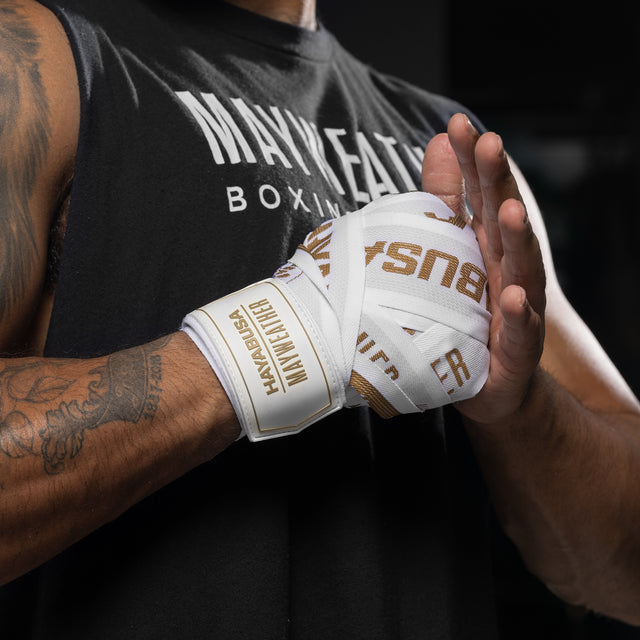 Hayabusa x Mayweather Deluxe Boxing Bandages - White/Gold