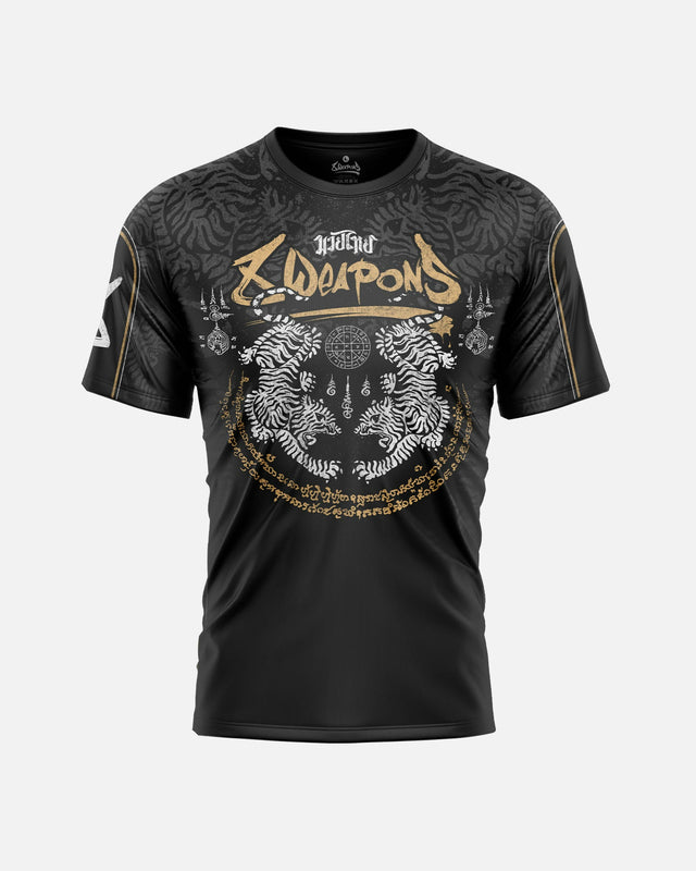 8 WEAPONS T-Shirt Functioneel Tiger Yant - Zwart/Geel