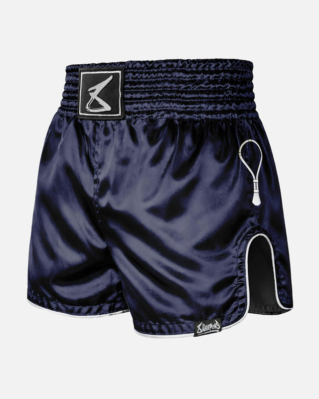 Pantaloni scurți Muay Thai 8 WEAPONS Mongkol – Albastru marin/Alb