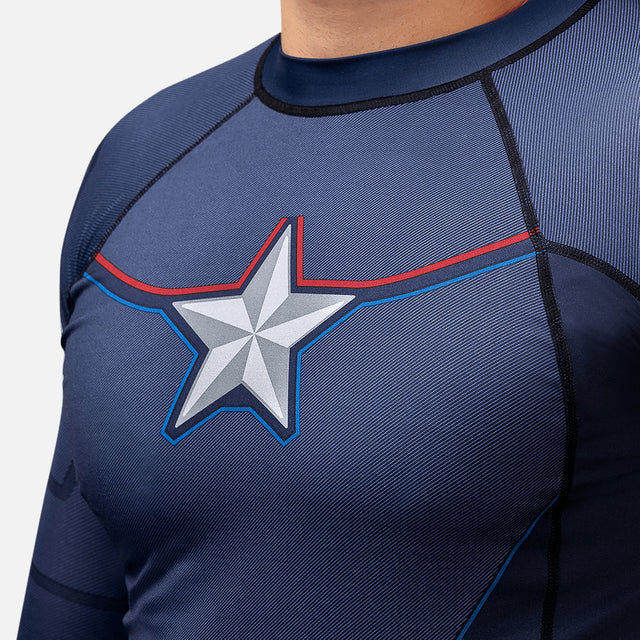 Marvel Rashguard Captain America Lange Mouwen - Blauw
