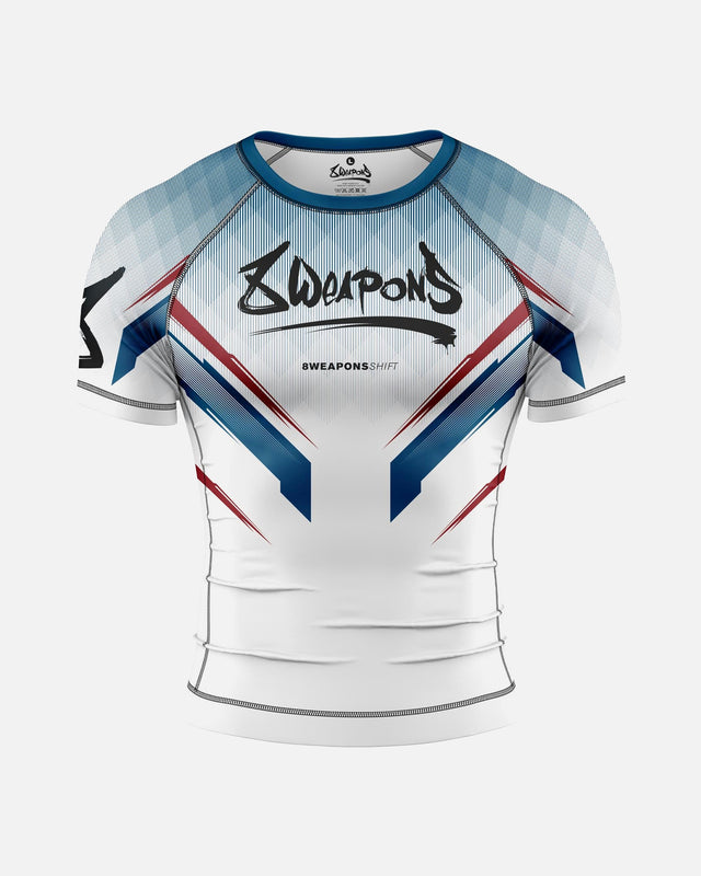 Rashguard 8 WEAPONS Shift – Blanco/Azul marino/Rojo