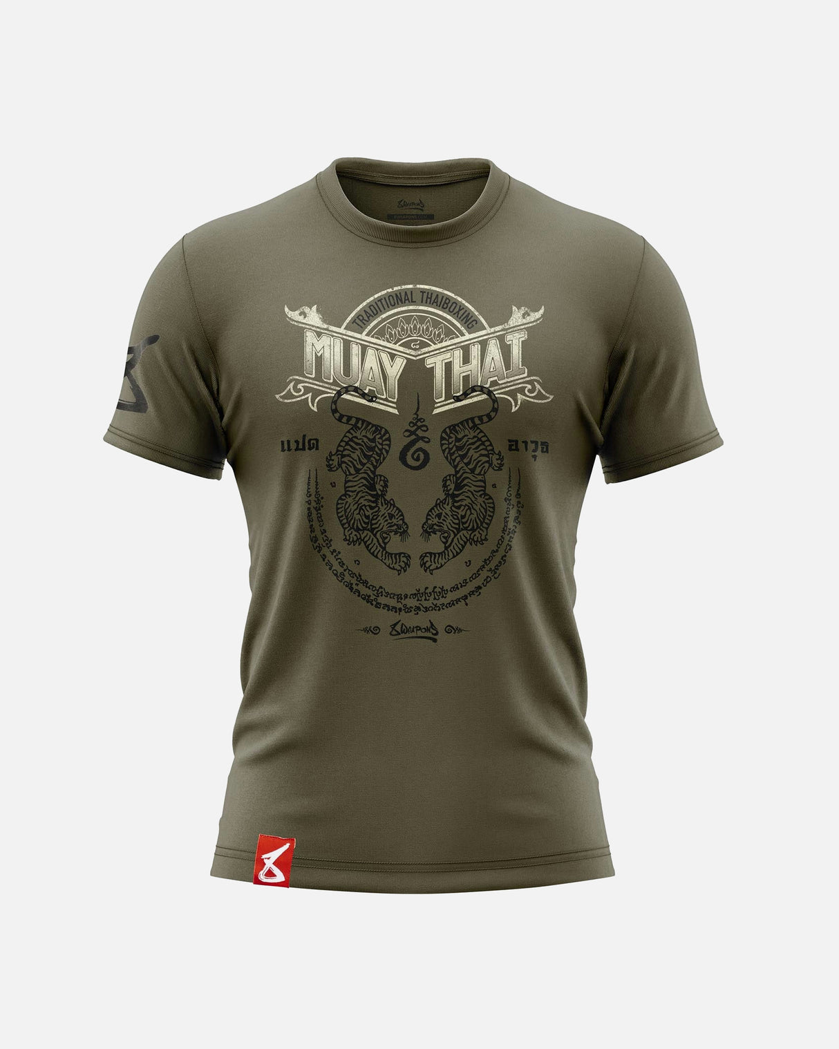 8 WEAPONS T-Shirt Sak Yant Tigers - Olijf