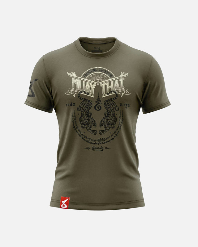 8 WEAPONS T-Shirt Sak Yant Tigers - Olijf