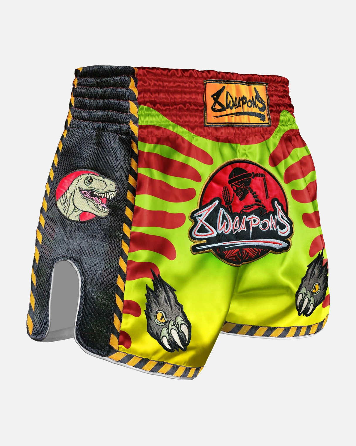 8 WEAPONS Muay Thai Shorts Jurassic - Neon Groen/Bloedrood