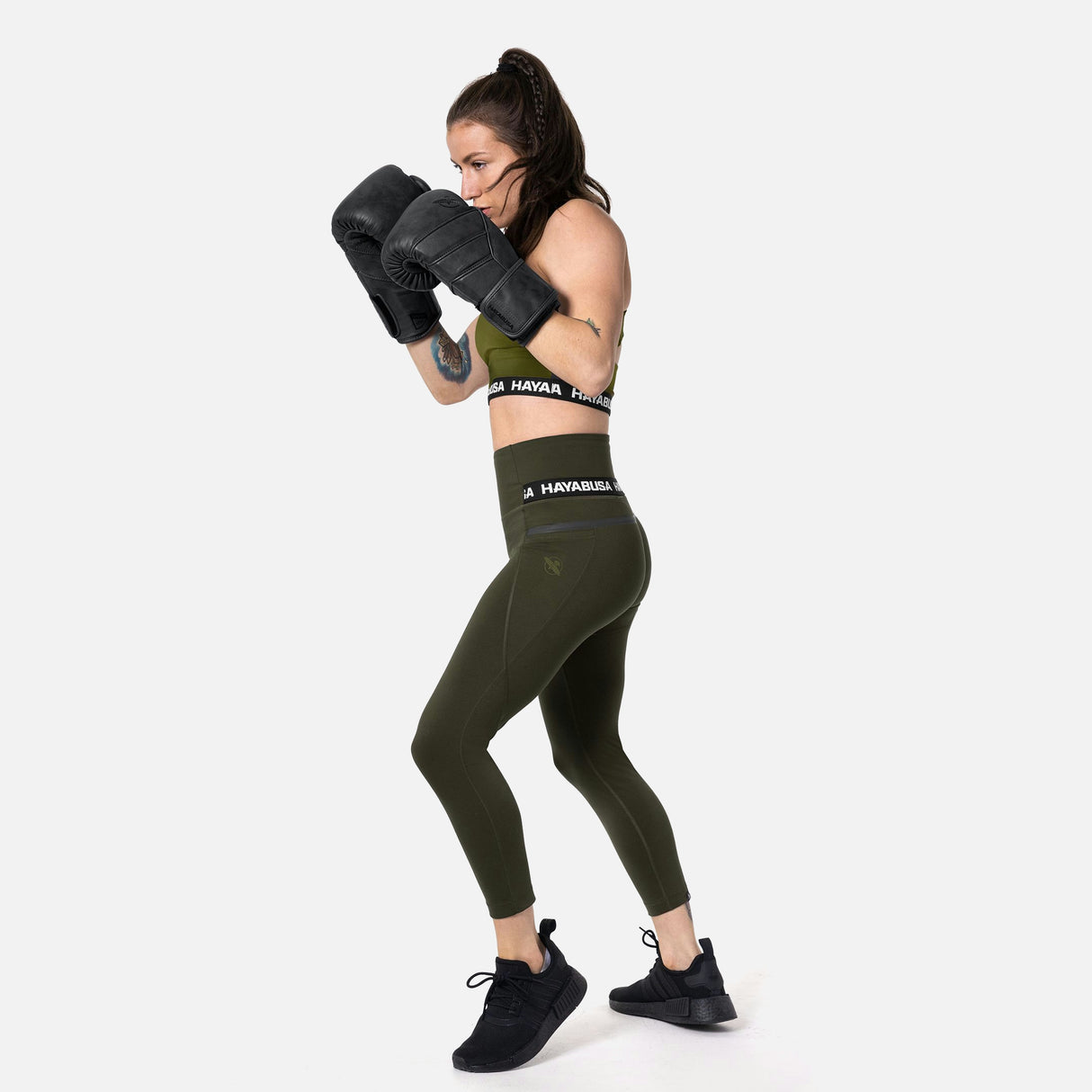 Hayabusa Leggings High Rise 3/4 Dames - Olijfgroen