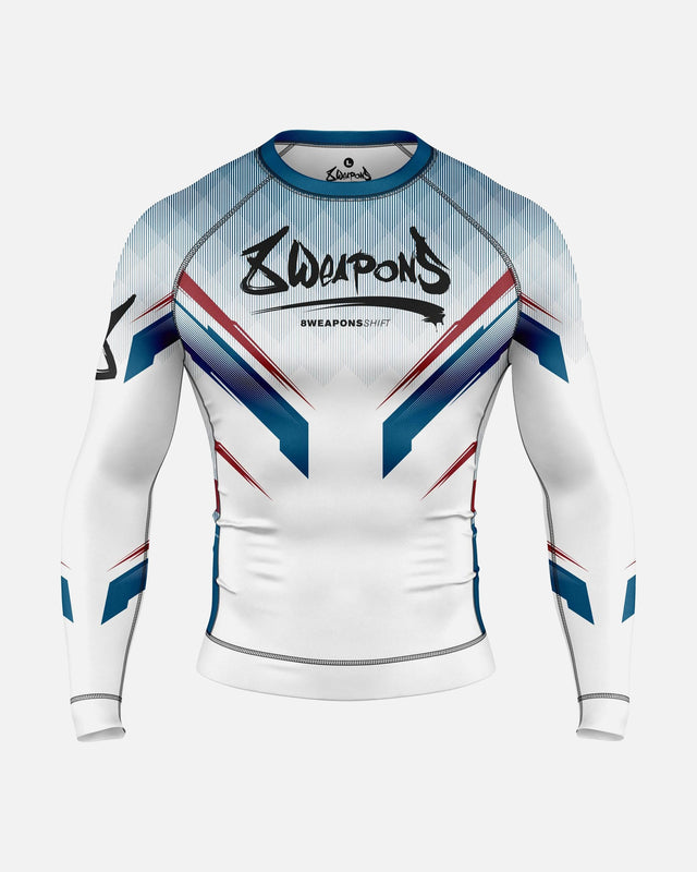 Rashguard 8 WEAPONS Shift – Blanco/Azul marino/Rojo