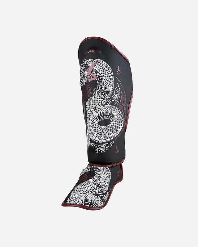8 WEAPONS Shin guards Sak Yant Naga – Black/Burgundy