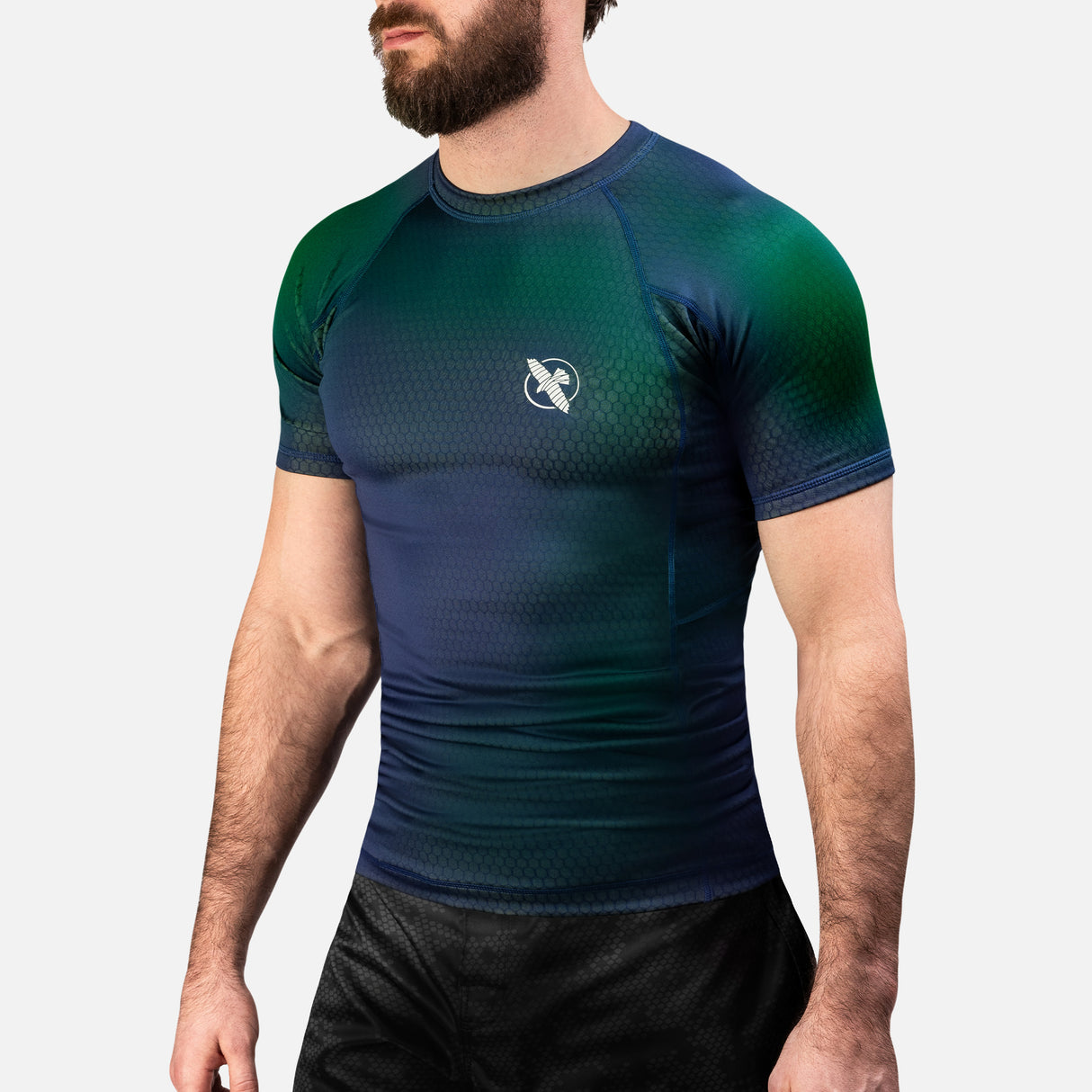 Hayabusa Rashguard Fusion Korte Mouwen - Blauw/Groen