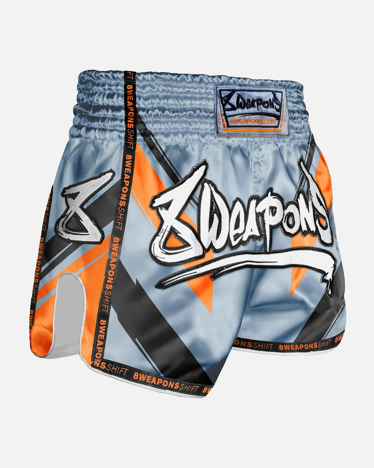 8 WEAPONS Muay Thai Shorts Shift - Ijsgrijs/Oranje