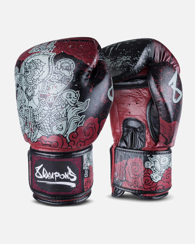 Boxerské rukavice 8 WEAPONS Hanuman Yant – Černé/Červené