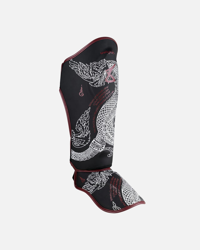 8 WEAPONS Shin guards Sak Yant Naga – Black/Burgundy