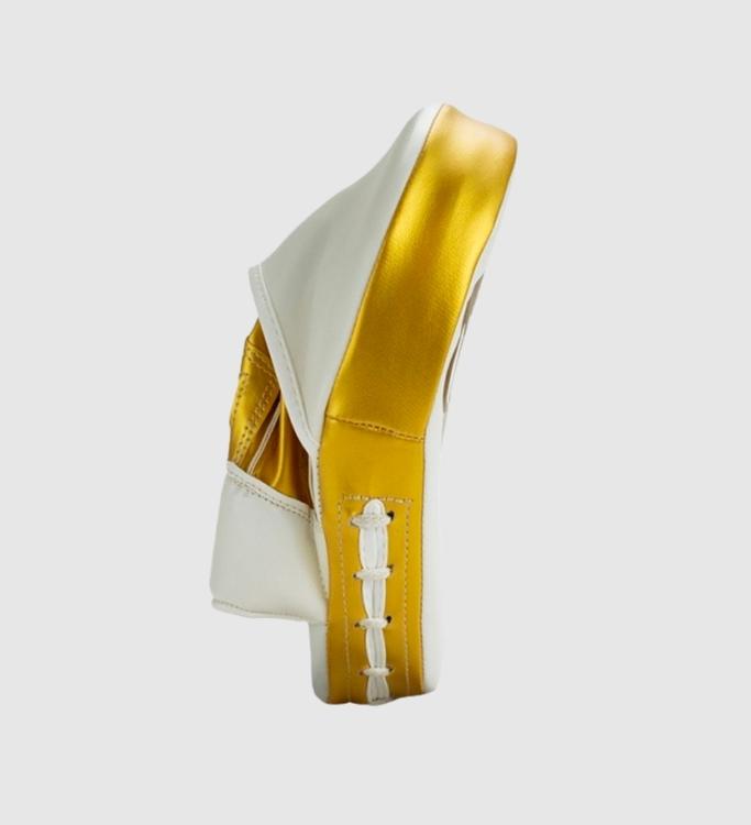 Super Pro Handpads Curved Kunstleer - Wit/Goud - Trap & Stootkussens